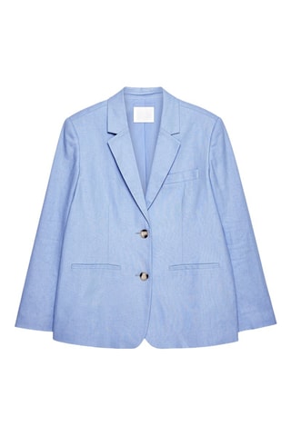 Blazer regular in lino - Azzurro