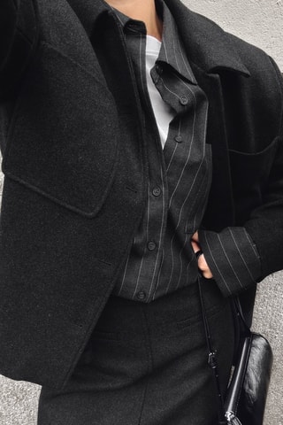 Giacca oversize in lana - Grigio scuro