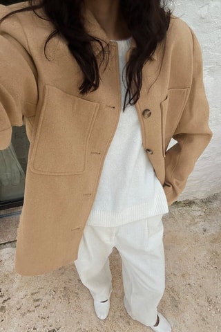 Giacca oversize in lana - Cammello