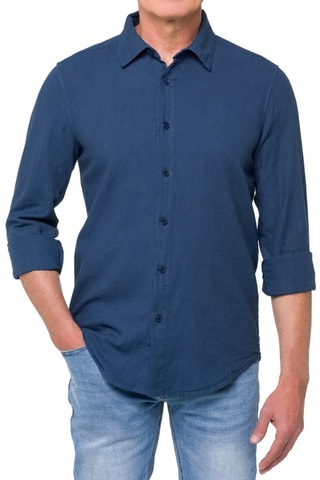 Chemise regular en lin - Bleu foncé