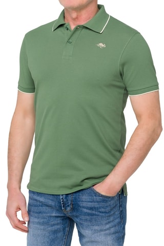 Polo regular - Vert et beige