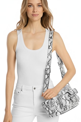 Bandolera de piel - Gris