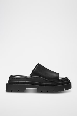 Mules plateformes en cuir - Noir