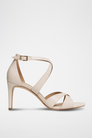 Sandales à talons en cuir - Crème