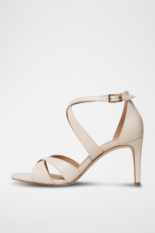 Sandales à talons en cuir - Crème