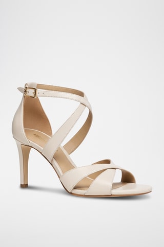 Sandales à talons en cuir - Crème