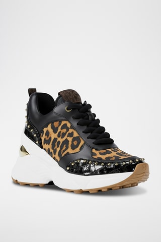 Baskets compensées en cuir - Noir