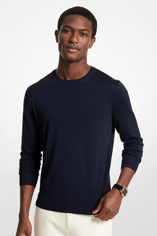 Pull en mérinos - Bleu marine