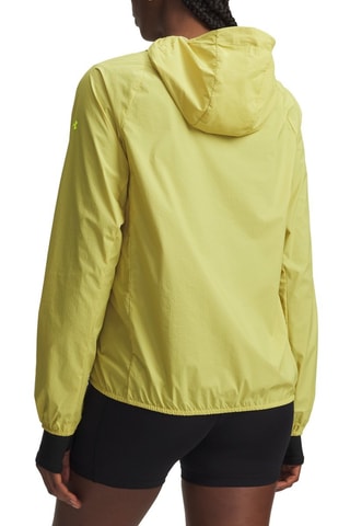 Veste pliable à capuche de running Launch Strorm - Jaune