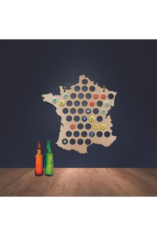 Mapa de Francia para coleccionar chapas de cerveza - 38,2 x 0,4 x 39 cm