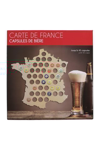 Mapa de Francia para coleccionar chapas de cerveza - 38,2 x 0,4 x 39 cm