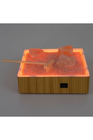 Jardín zen con cristales de sal rosa - 14,6 x 4,2 x 14,6 cm