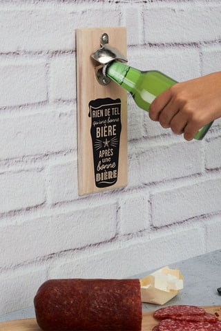 Abrebotellas de pared magnético de pino - 8 x 20 x 4 cm