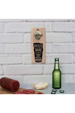 Abrebotellas de pared magnético de pino - 8 x 20 x 4 cm