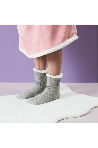 Calcetines forrados antideslizantes - Modelo aleatorio - Blanco, rosa y gris