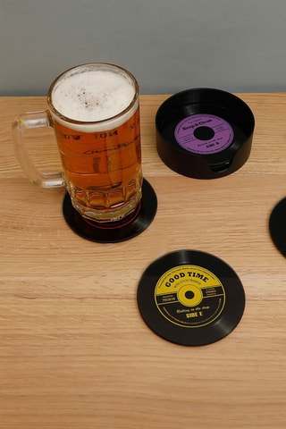 6 posavasos de cristal vinilo - 10 x 3,8 cm