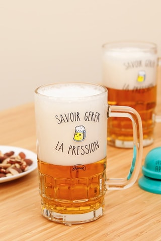 Jarra de cerveza Savoir gérer la pression - 12 x 8 x 14,5 cm