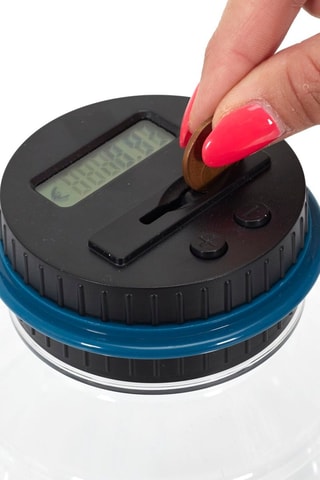 Hucha electrónica cuentamonedas - 11,5 x 20 x 11,5 cm - Transparente