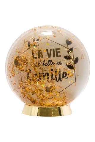 Bola de nieve portafotos "La vida es bella en familia" - Dorado