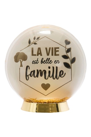 Bola de nieve portafotos "La vida es bella en familia" - Dorado