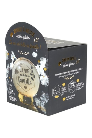 Bola de nieve portafotos "La vida es bella en familia" - Dorado