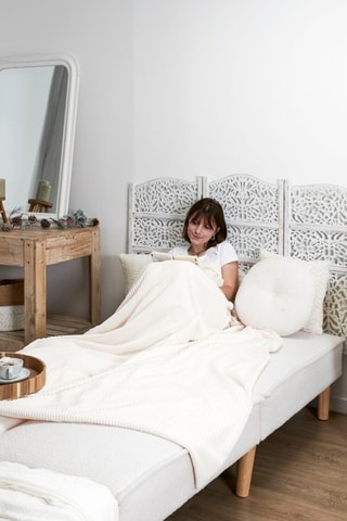 Manta Velvety XXL - Crudo - 180 x 6 x 220 cm - Blanco