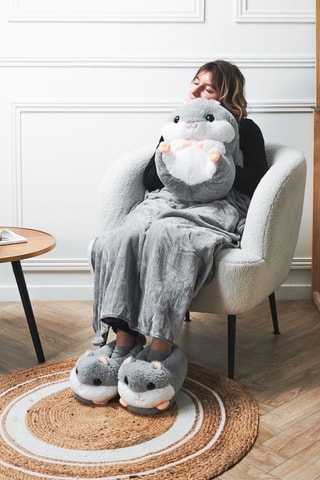 Plaid manchon hamster - Gris - 10 x 35 x 30 cm - Gris