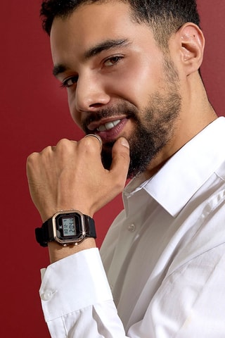 Reloj de silicona - Cronómetro - Negro y dorado