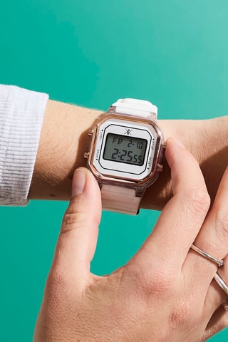 Reloj de silicona - Cronómetro - Banco y dorado