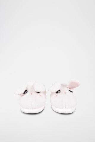 Zapatillas de casa de conejo con orejas que se mueven Kawaii - Blanco y rosa