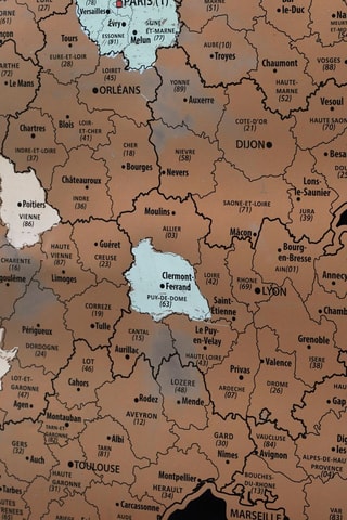 Mapa de Francia para rascar - 54 x 70 x 0,1 cm - Marrón