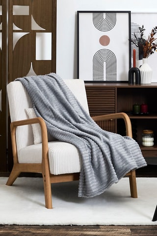 Plaid - 180 x 230 x 3 cm - Beige et gris