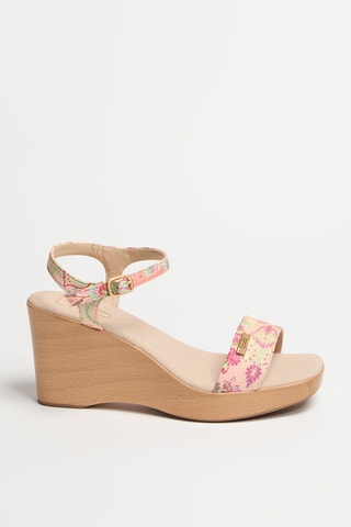 Sandálias com cunha Flavia - Rosa e laranja