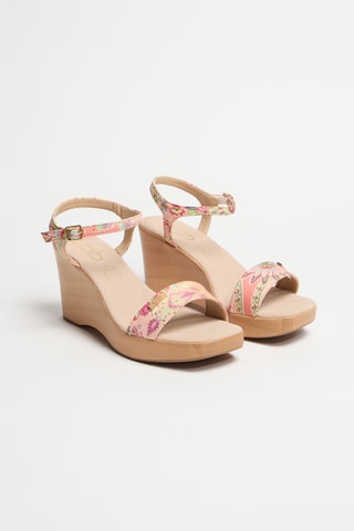 Sandálias com cunha Flavia - Rosa e laranja