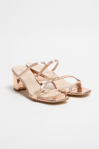 Mules de salto alto em verniz Berthine - Dourado-rosa
