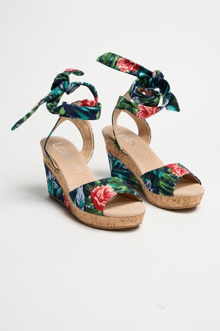 Sandalen met Sleehak Bela - Marineblauw en Groen
