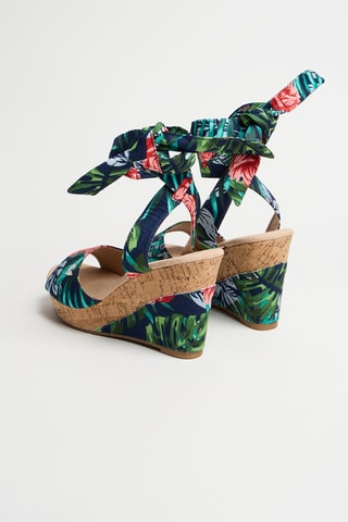Sandalen met Sleehak Bela - Marineblauw en Groen
