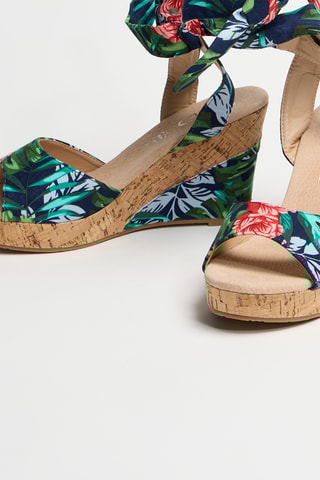 Sandalen met Sleehak Bela - Marineblauw en Groen