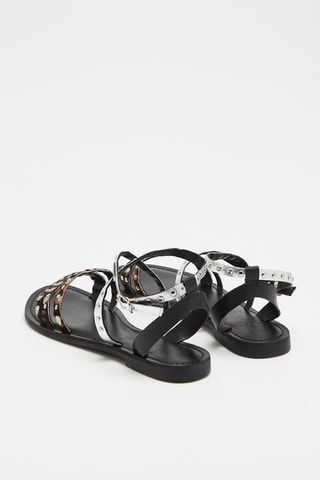 Leren Sandalen Agathe Zwart en Zilverkleurig