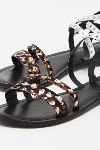 Leren Sandalen Agathe Zwart en Zilverkleurig