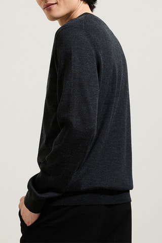 Jersey de lana merino - Gris oscuro jaspeado