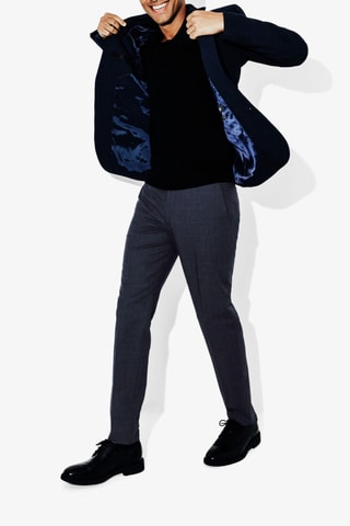 Pantalon slim en laine - Bleu marine