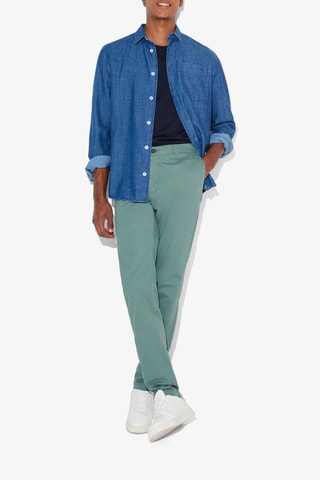 Calças chino slim em algodão biológico - Azul-pato - Comprimento 34