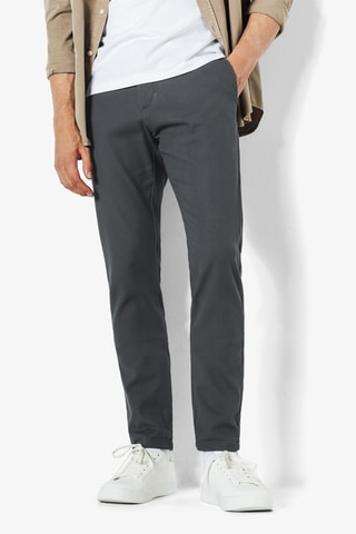 Calças chino slim em algodão biológico - Cinzento-escuro