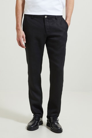 Pantalon droit en lin - Noir
