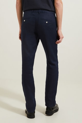 Pantalon droit en lin - Bleu