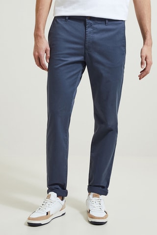 Calças chino slim em algodão biológico - Azul-marinho - Comprimento 34