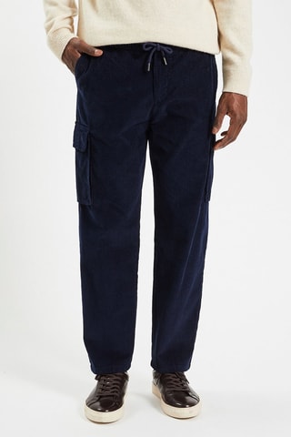 Pantalon droit en velours - Bleu marine