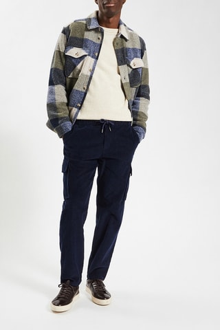 Pantalon droit en velours - Bleu marine