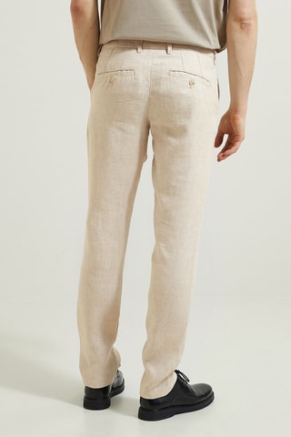 Pantalón recto de lino - Crudo